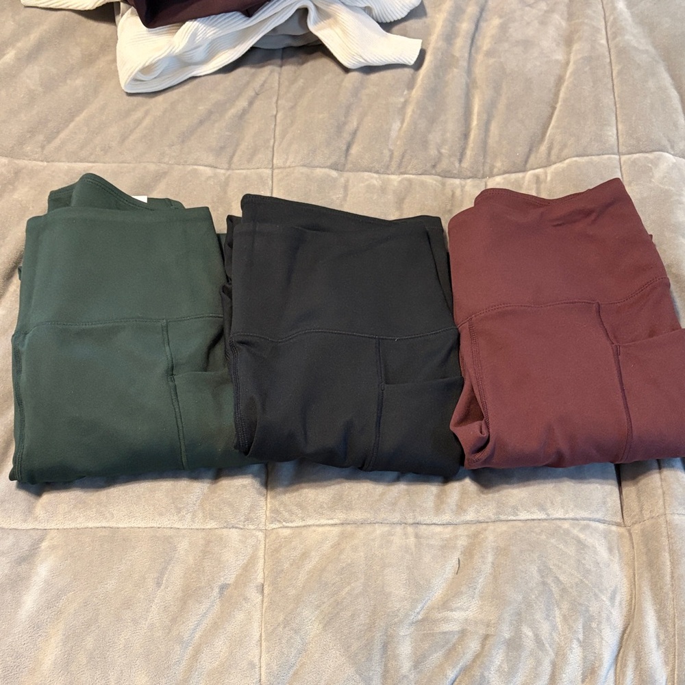 Danskin Leggings Trio in Forest Green, Black & Burgundy
